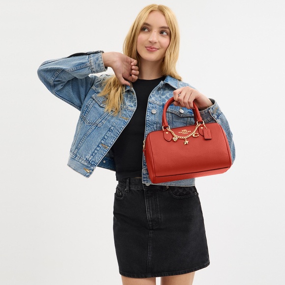 Coach Rowan Satchel Bag Mango Brass With Charms NEW NWT - Picture 3 of 5